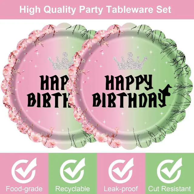 Alt view image 5 of 7 - 7 Inch Halloween Witch Birthday Plates 40 Count Disposable Pink & Green Themed Party Plates, for Wicked Party Decorations, Supplies, and Witch Themed Birthday Party Favors