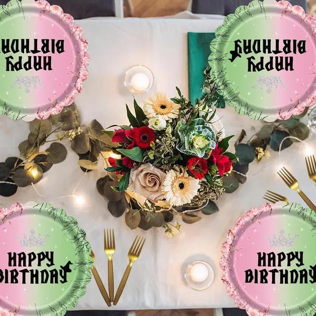 Alt view image 7 of 7 - 7 Inch Halloween Witch Birthday Plates 40 Count Disposable Pink & Green Themed Party Plates, for Wicked Party Decorations, Supplies, and Witch Themed Birthday Party Favors