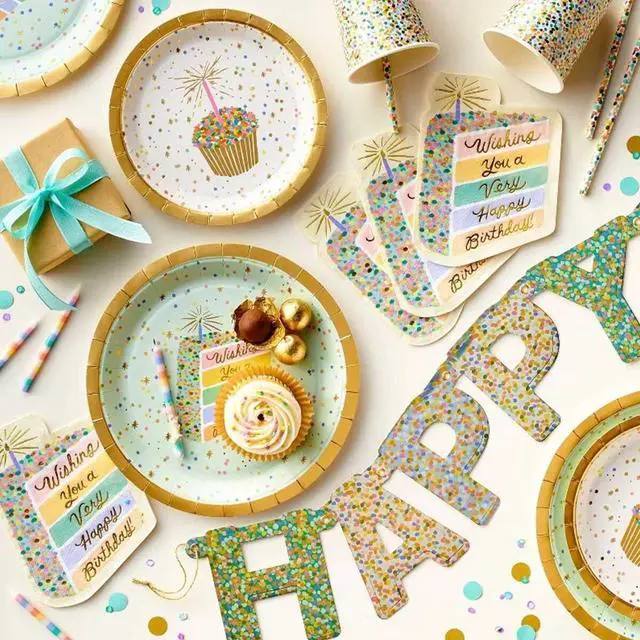 Alt view image 3 of 3 - RIFLE PAPER CO. Birthday Cake Large Paper Plates, Set of 8, Full Color | 10" Diameter, Vibrant Full-Color Illustrated Design, Elegant Touch to Any Celebration, Party, Event, or Gathering