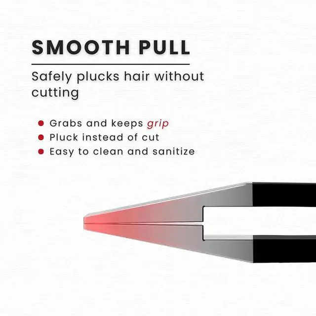 Alt view image 2 of 7 - Eyebrow Tweezers Stainless Steel Facial Hair Removal Tweezers for Men & Women in Black with Slanted Tip for Easy Plucking by AURAY
