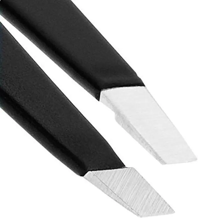 Alt view image 6 of 7 - Eyebrow Tweezers Stainless Steel Facial Hair Removal Tweezers for Men & Women in Black with Slanted Tip for Easy Plucking by AURAY