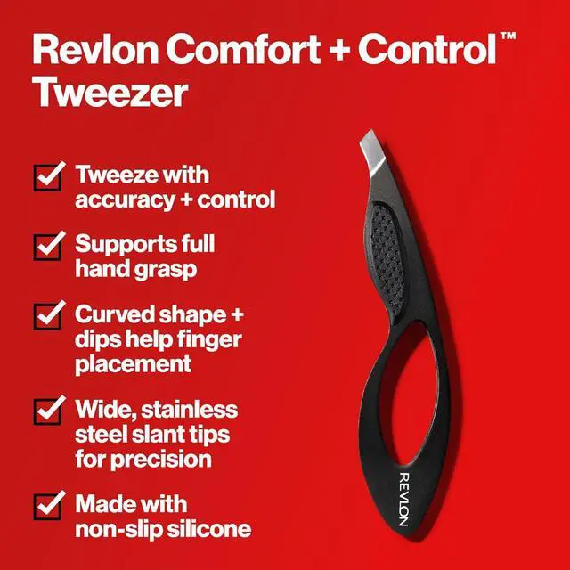 Alt view image 4 of 7 - Revlon Comfort + Control Tweezer, 1 Count | Easy to use eyebrow tweezers with a wide comfort grip for precise, controlled hair removal.