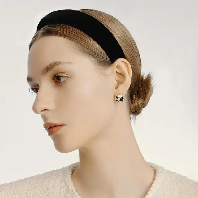 Alt view image 3 of 7 - WHAVEL Headbands for Women Black Velvet Headband Hair Bands for Women's Hair Solid Soft Plain Hairband No Teeth Head Bands Cute Hair Accessories for Women