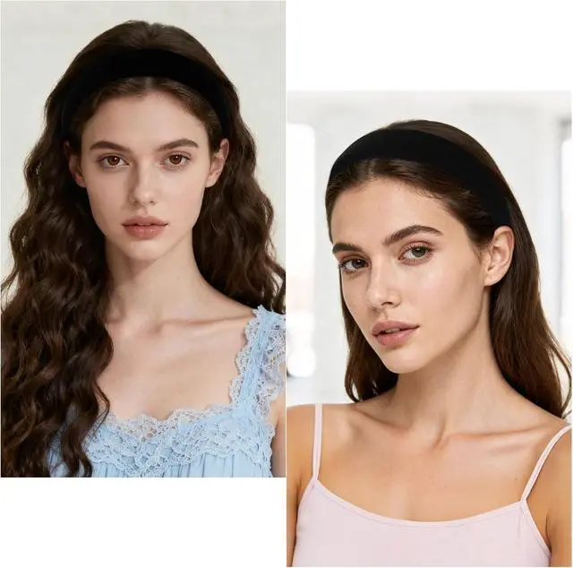 Alt view image 5 of 7 - WHAVEL Headbands for Women Black Velvet Headband Hair Bands for Women's Hair Solid Soft Plain Hairband No Teeth Head Bands Cute Hair Accessories for Women
