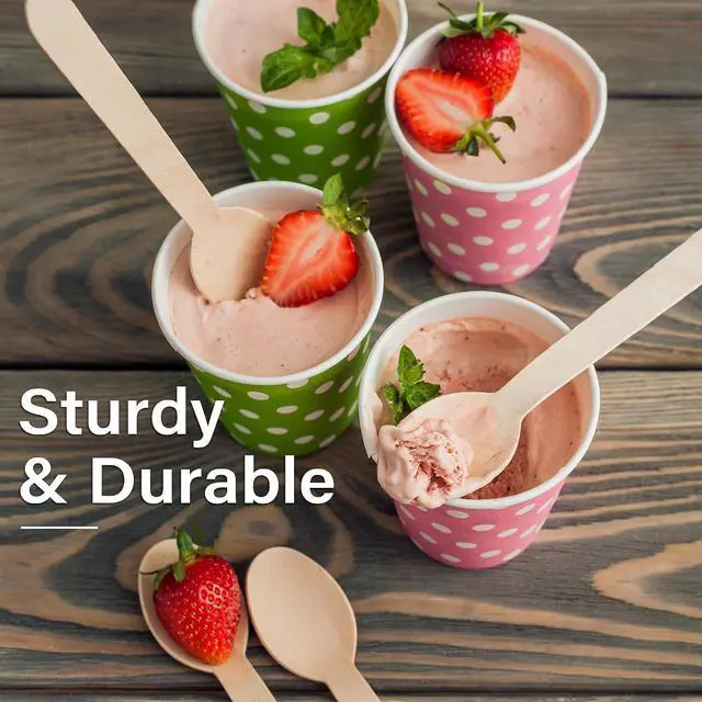 Alt view image 4 of 7 - LotFancy Disposable Wooden Spoons, 100Pcs 6.25 inch Wood Cutlery Spoon, Biodegradable Compostable Eco-friendly Birchwood Sampling Tasting