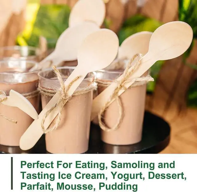 Alt view image 7 of 7 - LotFancy Disposable Wooden Spoons, 100Pcs 6.25 inch Wood Cutlery Spoon, Biodegradable Compostable Eco-friendly Birchwood Sampling Tasting