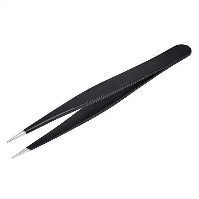 Alt view image 5 of 7 - Amazon Basics Tweezers for Facial Hair, Eyebrows, Eyelashes - Set of 4, Professional Stainless Steel with Travel Case, Black