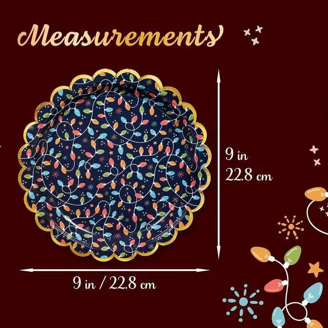 Alt view image 4 of 7 - Confettiville Christmas Paper Plates, 50-Count Disposable Christmas Dinner Plates, Scalloped Gold, Party Supplies