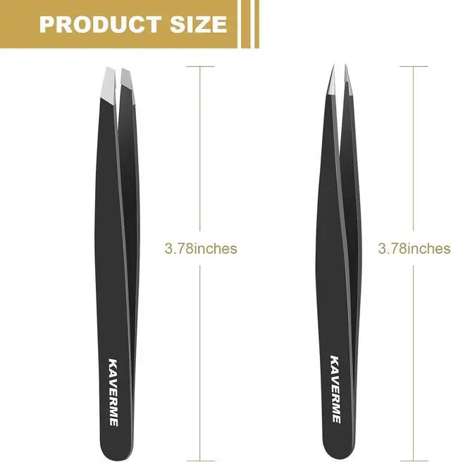 Alt view image 2 of 7 - 2Pcs Eyebrows Tweezers Set, Upgrade Professional Precision Tips, Black | Slant and Point Tips for Eyebrows, Facial Hair and Ingrown Hair Removal