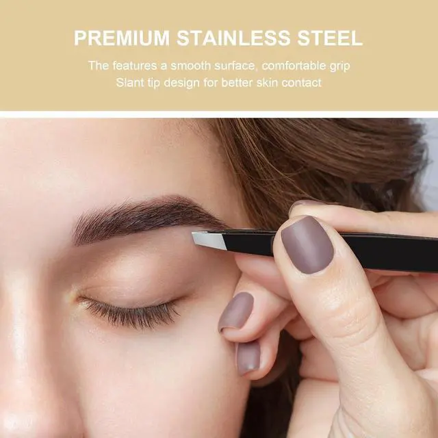 Alt view image 5 of 7 - 2Pcs Eyebrows Tweezers Set, Upgrade Professional Precision Tips, Black | Slant and Point Tips for Eyebrows, Facial Hair and Ingrown Hair Removal