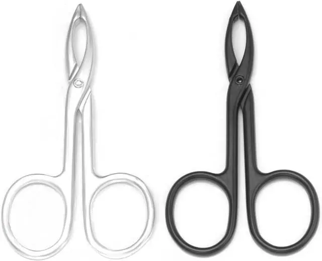 Main image of 2 Pieces Tweezers Scissor Handle Straight Tip Scissor | Shaped Eyebrows Tweezers for Hair Plucker Remover Facial Hair Eyebrows Care (Silver and Black)