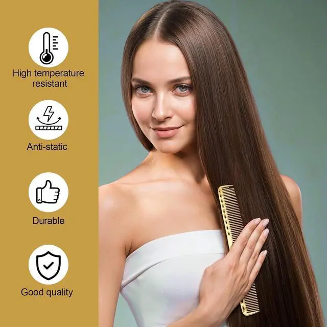Alt view image 5 of 7 - 4 Pcs Comb Space Aluminum Hair Styling Comb Professional Set Stainless Steel Anti-static Flat Iron Fine Tooth Combs Metal Parting Combs for Women Men Supplies Beauty Tool(Golden)
