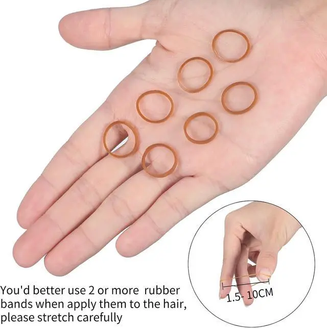 Alt view image 3 of 4 - Hicarer 1000 pcs Mini Rubber Hair Bands 1/2" Soft Elastic Bands for Woman Hair Braids Ponytails & Beards Small Dreadlocks, Wedding Hairstyle and More(1.5 cm,Brown)