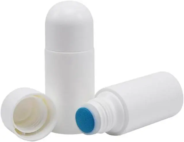 Alt view image 5 of 6 - 4Pcs White 50 ml Sponge Head Plastic Liquid Applicator Bottles with Sponge Refillable Deodorant Bottles for Cosmetic Essential Oil Pump Dispensers Refillable Containers, Pump Dispensers