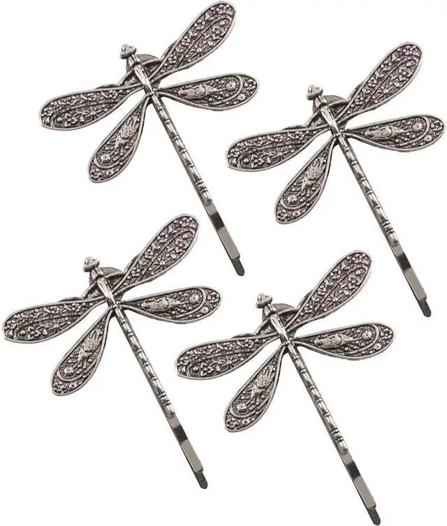 Main image of 4 Pcs Silver Dragonfly Hair Clip Wedding Retro Antique Barrette Bridal Headdress Color Head Wear Styling Hair Accessories Hair Styling Pins for Girls Women Ladies Bobby Pins Hairpins