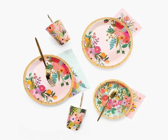 Alt view image 2 of 6 - RIFLE PAPER CO. Garden Party Small Paper Plates, Set of 8, Full Color | 7" Diameter, Vibrant Full-Color Illustrated Design, Elegant Touch to Any Celebration, Party, Event, or Gathering