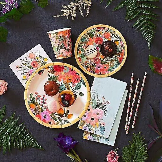 Alt view image 5 of 6 - RIFLE PAPER CO. Garden Party Small Paper Plates, Set of 8, Full Color | 7" Diameter, Vibrant Full-Color Illustrated Design, Elegant Touch to Any Celebration, Party, Event, or Gathering