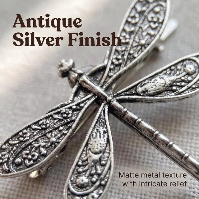 Alt view image 2 of 7 - 4 Pcs Silver Dragonfly Hair Clip Wedding Retro Antique Barrette Bridal Headdress Color Head Wear Styling Hair Accessories Hair Styling Pins for Girls Women Ladies Bobby Pins Hairpins