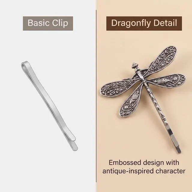 Alt view image 6 of 7 - 4 Pcs Silver Dragonfly Hair Clip Wedding Retro Antique Barrette Bridal Headdress Color Head Wear Styling Hair Accessories Hair Styling Pins for Girls Women Ladies Bobby Pins Hairpins