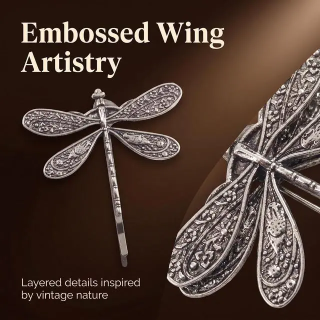 Alt view image 7 of 7 - 4 Pcs Silver Dragonfly Hair Clip Wedding Retro Antique Barrette Bridal Headdress Color Head Wear Styling Hair Accessories Hair Styling Pins for Girls Women Ladies Bobby Pins Hairpins
