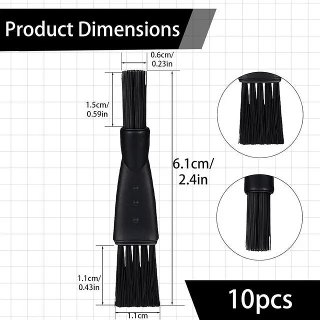 Alt view image 2 of 7 - 10 PCS Electric Shaver Cleaning Brush, Clipper Cleaner Brush Electric Razor Cleaner Brushes Black Double Sided Razor Brushes Replacement for Cleaning Razors Shaver Trimmer Hair Clipper Keyboard