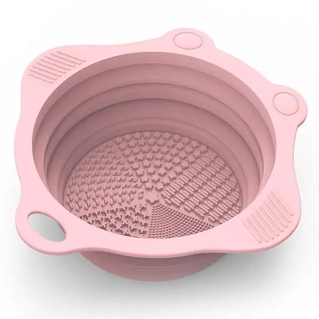 Main image of Foldable Silicone Makeup Brush Cleaner Pad Bowl, YalsFTY Portable Mat Scrubber Cleaning Tool for Makeup Brushes (Pink)