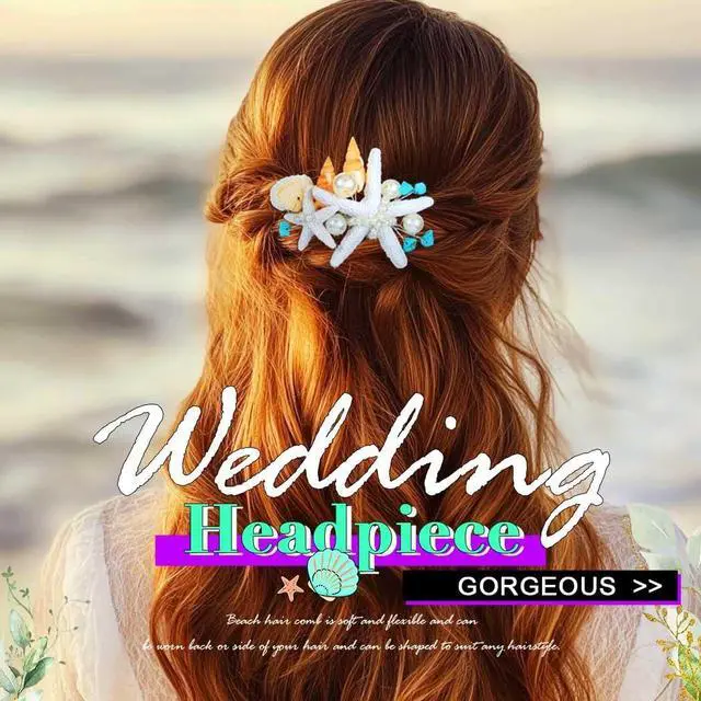 Alt view image 6 of 6 - Asooll Starfish Hair Accessories Silver Bridal Hair Comb Pearl Seashell Hair Clip for Women