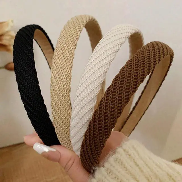 Main image of AIBFRID Headbands for Women Thin Knitted Hairbands Fashion Non Slip Headband for Women's Hair Cute Solid Colors Hair Accessories 4 PCS