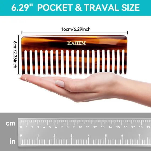 Alt view image 3 of 6 - KAHEM Large Wide Tooth Detangler Comb for Women, Men, and Kids - Handmade for Curly, Long, and Short Hair - Professional Wet and Dry Hair Cutting Comb - 6.29 Inch