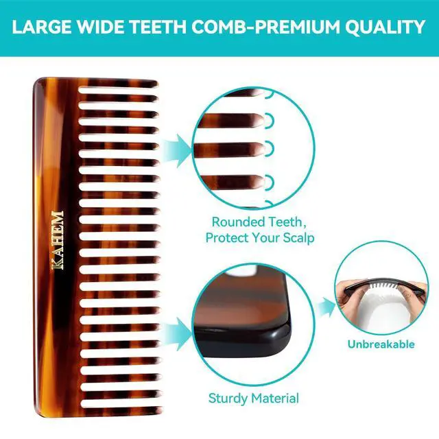 Alt view image 2 of 6 - KAHEM Large Wide Tooth Detangler Comb for Women, Men, and Kids - Handmade for Curly, Long, and Short Hair - Professional Wet and Dry Hair Cutting Comb - 6.29 Inch