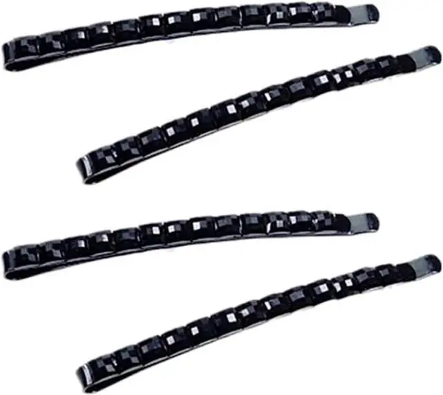 Main image of 4Pcs Black Rhinestone Bobby Pins, Black Bobby PinsSparkly Crystal Diamond Hair Pins for Women, Metal Decorative Hair Barrettes for Decoration Hair Accessories