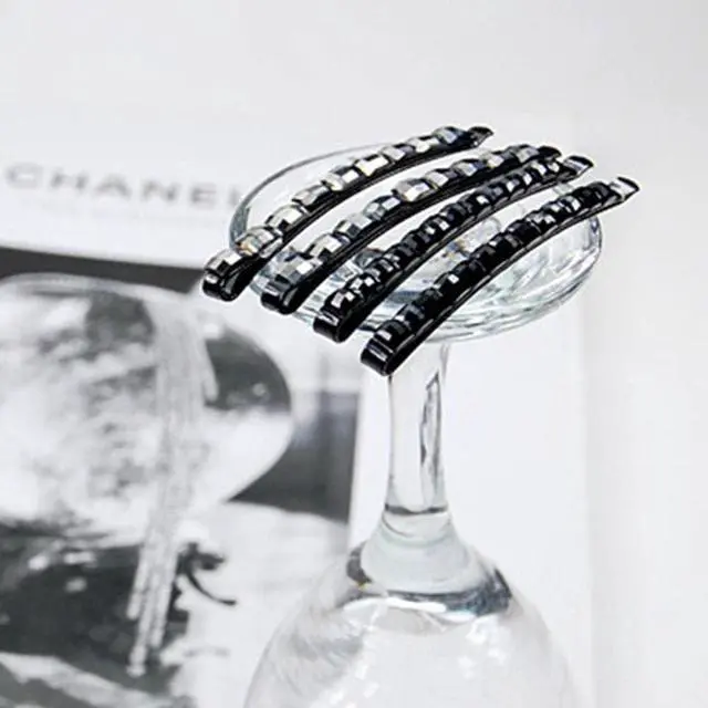 Alt view image 2 of 6 - 4Pcs Black Rhinestone Bobby Pins, Black Bobby PinsSparkly Crystal Diamond Hair Pins for Women, Metal Decorative Hair Barrettes for Decoration Hair Accessories