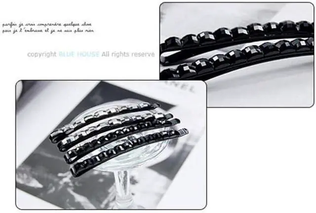 Alt view image 3 of 6 - 4Pcs Black Rhinestone Bobby Pins, Black Bobby PinsSparkly Crystal Diamond Hair Pins for Women, Metal Decorative Hair Barrettes for Decoration Hair Accessories