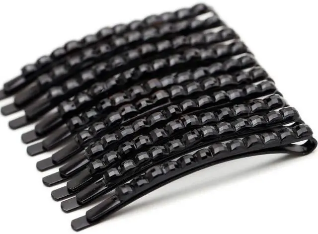 Alt view image 6 of 6 - 4Pcs Black Rhinestone Bobby Pins, Black Bobby PinsSparkly Crystal Diamond Hair Pins for Women, Metal Decorative Hair Barrettes for Decoration Hair Accessories