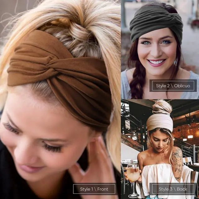 Alt view image 2 of 7 - DRESHOW 6 Pack Extra Wide Headbands for Women Large Turban Headband Boho Head Wrap Elastic Hairbands Hair Twisted Knot Hair Accessories