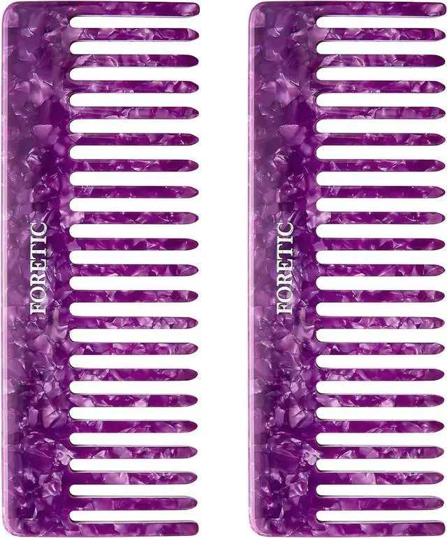 Main image of 2Pcs Large Bright Violet Wide Tooth Comb for Women, Men, and Kids - Handmade, for Curly Hair. Long and Short Hair Detangler Comb for Wet and Dry Use. Professional Hair Cutting Comb - 6.29 Inches