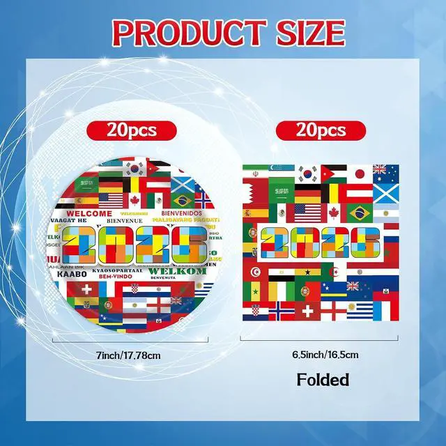 Alt view image 2 of 7 - 50PCS International World Flags Plates and Napkins - 7 Inch Disposable Dessert Plates, 2026 Global Soccer Match Viewing Party Supplies for Sports Events, Birthday, Travel Decorations, Serve for 25