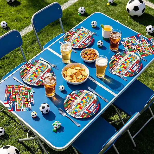 Alt view image 5 of 7 - 50PCS International World Flags Plates and Napkins - 7 Inch Disposable Dessert Plates, 2026 Global Soccer Match Viewing Party Supplies for Sports Events, Birthday, Travel Decorations, Serve for 25