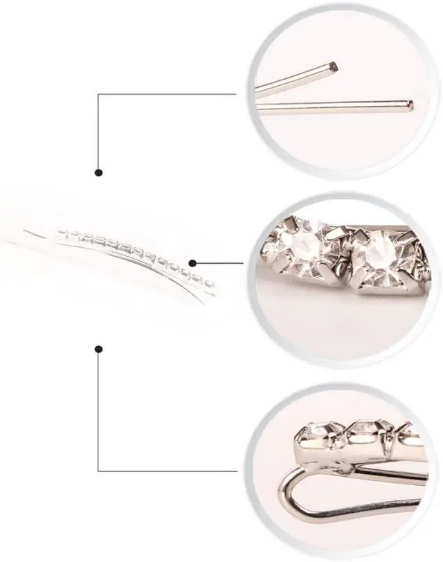 Alt view image 2 of 7 - Soochat Rhinestone Bobby Pins Diamond Bobby Pins Crystal Hair Clips Decorations for Lady Women Girls 10 Pcs