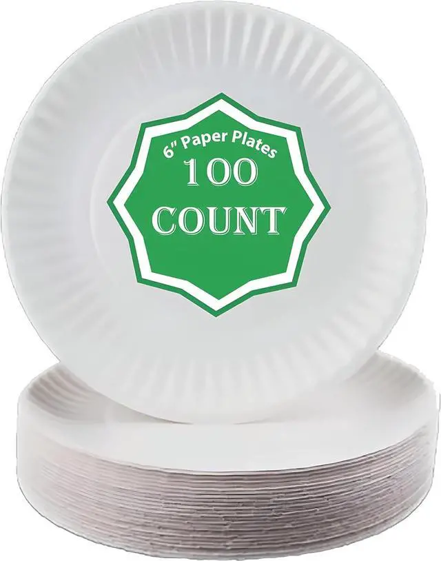 Main image of Spa Stix 6" Disposable Paper Plate - Pack of 100ct (SS-Paper Plate 6-100),White