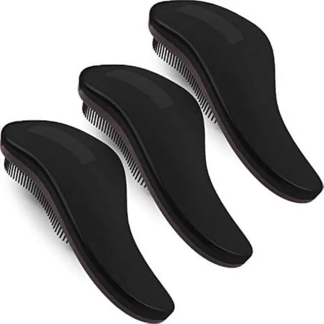 Main image of 79STYLE 3pcs Detangler Brush Naturals Detangling Hair Comb Glide Thru No Pain Tangle Free For Women Men, Kids Wet, Dry Curly Hair Accessory (Single Black-Size 7.4")