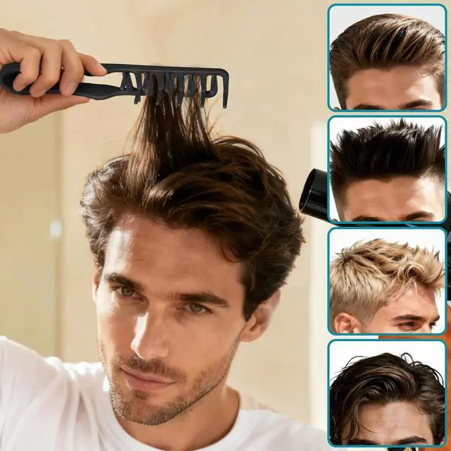 Alt view image 6 of 7 - Texture Comb, Volumizing Fluffy Texture Styling Comb for Men and Women, Wide-Tooth Texturizing Styling Tool for Volume & Fringe Parting, ABS Plastic with Textured Grip Tool for Men, Black