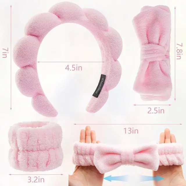 Alt view image 2 of 7 - Ztomine Headbands for Women - Spa Headband and Wristband Set - Headband for Washing Face,Facial Mask,Makeup and Skin Care,Gifts for Women and Teen Girl Gifts Trendy Stuff