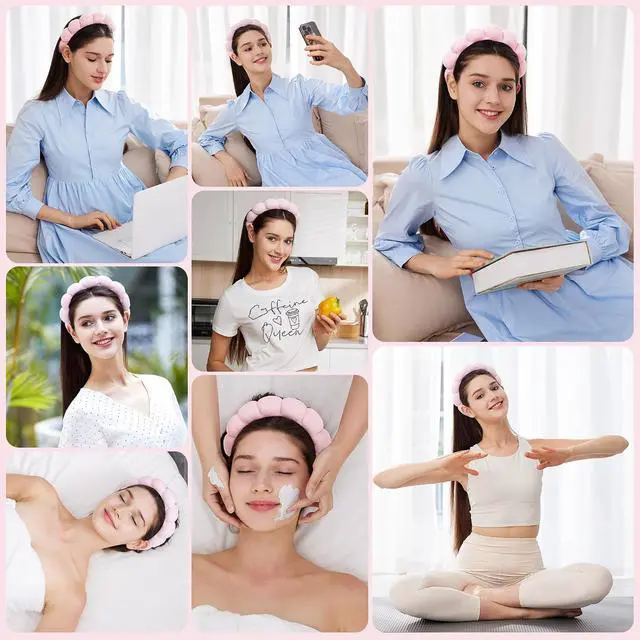 Alt view image 3 of 7 - Ztomine Headbands for Women - Spa Headband and Wristband Set - Headband for Washing Face,Facial Mask,Makeup and Skin Care,Gifts for Women and Teen Girl Gifts Trendy Stuff