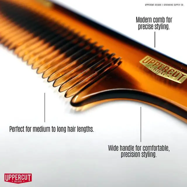 Alt view image 3 of 7 - Uppercut Deluxe CT9 Styling Comb Professional Barber Comb for Medium to Long Hair, Wide Tooth Hair Comb for Men, Precision Styling Comb, Plant Cellulose Acetate, Durable Anti Static Grooming Comb