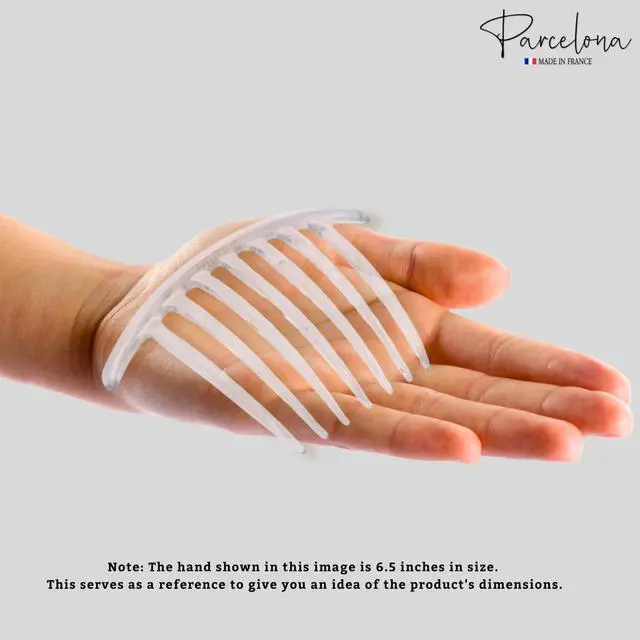 Alt view image 5 of 7 - Parcelona French Twist 7 Teeth Large Clear 4" Set of 2 Side Hair Comb | Styling Women Hair Accessories Girls Hair Clip, Made in France