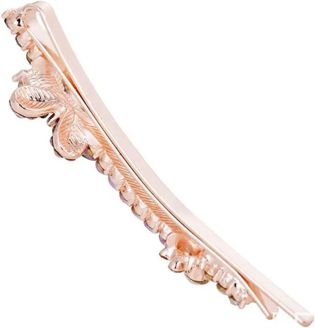 Alt view image 5 of 5 - 1 Pair Fashion Women Girls Crystal Rhinestone Hairpins Double Butterfly Design Hair Pins Clips Barrettes Headdress (Purple)