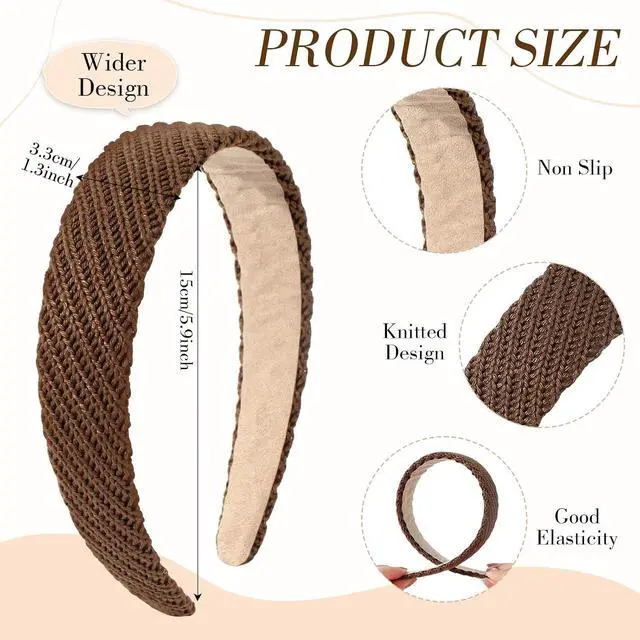 Alt view image 3 of 7 - VOBOBE Knitted Headbands for Women, Non Slip Trendy Women Headband Soft Comfortable Fashion Hairband, Pack of 3