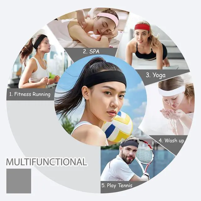 Alt view image 3 of 7 - Headbands for Women Non Slip, 9Pcs Soft Elastic Hair Bands for Women's Hair, Fashion Stretchy Fabric Sweat Bands Headbands for Daily Workout Yoga Running Sports