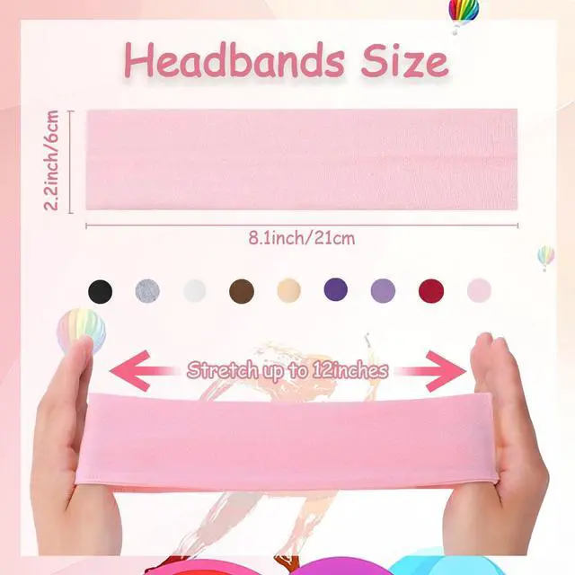 Alt view image 7 of 7 - Headbands for Women Non Slip, 9Pcs Soft Elastic Hair Bands for Women's Hair, Fashion Stretchy Fabric Sweat Bands Headbands for Daily Workout Yoga Running Sports